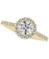 ფოტო #1 პროდუქტის Diamond Halo Pavé Band Engagement Ring (1/2 ct. t.w.) in 14k Gold