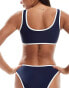 4th & Reckless florence contrast trim bikini top in navy