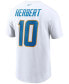 ფოტო #4 პროდუქტის Men's Justin Herbert White Los Angeles Chargers Name and Number T-shirt