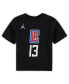 Фото #3 товара Preschool Boys and Girls Paul George Black LA Clippers Statement Edition Name and Number T-shirt