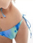 Weekday River side tie bikini bottom in blurry blue print exclusive to ASOS