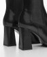 ფოტო #3 პროდუქტის Women's Elastic Panels Leather Ankle Boots