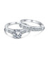 ფოტო #2 პროდუქტის Classic Art Deco 3CT Cubic Zirconia Brilliant Cut Round Solitaire Pave Band AAA CZ Anniversary Wedding Engagement Ring Set Band Sterling Silver
