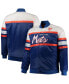 ფოტო #1 პროდუქტის Men's Royal, Orange New York Mets Big and Tall Coaches Satin Full-Snap Jacket