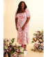 Фото #6 товара Plus Size Printed Puff-Sleeve Maxi Dress
