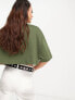 Фото #3 товара COLLUSION cropped varsity boxy t-shirt in khaki