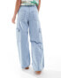 Фото #5 товара DTT Petite Dom straight leg cargo jeans in blue