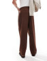 Фото #5 товара ASOS DESIGN smart wide leg trousers with crossover side belt in brown