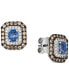 ფოტო #1 პროდუქტის Blueberry Sapphire (3/4 ct. t.w.) & Diamond (5/8 ct. t.w.) Halo Stud Earrings in 14k White Gold