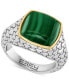 ფოტო #1 პროდუქტის EFFY® Men's Malachite Patterned Ring in Sterling Silver and 14k Gold-Plate