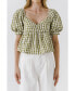 Фото #2 товара Women's Gingham Check Top with Embroidery