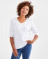 Women's Cotton 3/4-Sleeve V-Neck Tee, Created for Macy's