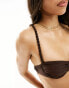 Candypants braided ruched underwire bikini top in dark brown