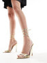Фото #1 товара Public Desire Ronnie pointed heeled sandal with ankle tie in gold