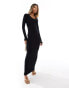 Missyempire soft ribbed long sleeve maxi dress in black Черный, XS - фото #1