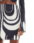 Murci mini skirt co-ord in abstract mono print