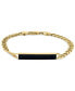 ფოტო #1 პროდუქტის EFFY® Men's Onyx Plate Link Bracelet in 14k Gold-Plated Sterling Silver