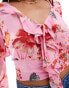 Brave Soul long sleeve chiffon frill top in pink