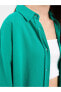 Фото #4 товара Düz Uzun Kollu Oversize Keten Karışımlı Kadın Gömlek