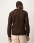 ASOS DESIGN knitted jumper with notch neck in dark brown with texture