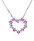 Фото #1 товара Macy's women's Created Pink Sapphire (5/8 ct.t.w.) and Created White Sapphire (1/8 ct.t.w.) Heart Pendant Necklace in Sterling Silver