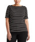 Plus Size Striped Cotton Boatneck T-Shirt
