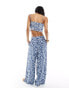 Фото #5 товара Abercrombie & Fitch co-ord ultra wide leg crinkle trouser in blue print