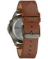 ფოტო #3 პროდუქტის Men's Traditional Brown Leather Strap Watch 40mm