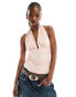 COLLUSION plunge halter top in pale pink