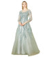 Women's High Neck Lace Gown with Sheer Sleeves