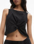 Topshop co ord knot front top in black