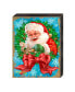 by Dona Gelsinger Santa Bow Wreath Wooden Block