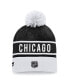 Фото #2 товара Men's Black, White Chicago Blackhawks Authentic Pro Alternate Logo Cuffed Knit Hat with Pom