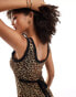 Фото #2 товара ASOS DESIGN mesh tie back midaxi with contrast binding in leopard print