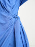 & Other Stories linen wrap midi dress in blue