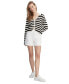 Women's Crochet Striped Collared Cardigan