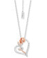 ფოტო #4 პროდუქტის Diamond Belle Rose Heart Pendant Necklace (1/10 ct. t.w.) in Sterling Silver & 14k Rose Gold, 16" + 2" extender