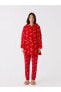 Kapüşonlu Yılbaşı Temalı Uzun Kollu Kadın Pelüş Pijama Üst