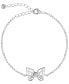 BODIFINE Cubic Zirconia Butterfly Sterling Silver-Tone Anklet