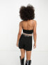 NA-KD x Mimi AR co-ord strappy top with fringe detail in black glitter