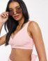 Фото #3 товара Peek & Beau Fuller Bust Exclusive textured wrap front bikini top in coral