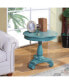 Round Wood Pedestal Side Table, Teal