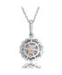 Suzy Levian Sterling Silver Cubic Zirconia Rope Halo Solitaire Pendant Necklace