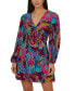 Фото #1 товара Women's Printed Balloon-Sleeve Fit & Flare Dress