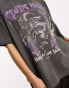 ASOS DESIGN boyfriend fit t-shirt with purple rock graphic in washed black