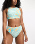 Фото #1 товара Roxy Pop Up long line crop bikini top in tropical print