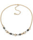 Фото #1 товара DKNY tri-Tone Crystal Disc Frontal Necklace, 16" + 3" extender