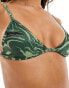 Фото #2 товара Weekday Sway triangle bikini top with wave print in green exclusive to ASOS