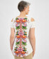 Фото #2 товара Women's Printed Cold-Shoulder Short-Sleeve Top, Created for Macy's