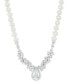 Cultured Freshwater Pearl (5-6mm) Cubic Zirconia 17" Statement Necklace in Sterling Silver